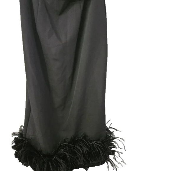 MAC DUGGAL WOMEN'S BLACK STRAPLESS MIDI DRESS WITH FEATHER TRIM NWT SZ 16 - Picture 5 of 7